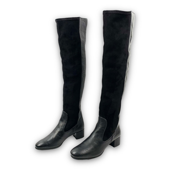 Zara Shoes - NWT ZARA black leather fitted over the knee boots
